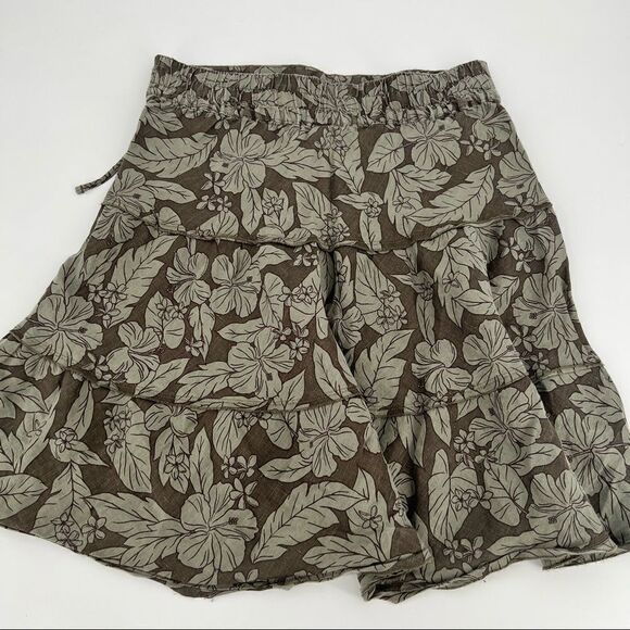 Caslon linen ruffle skirt drawstring XS leaf tiered hem Nordstrom knee length - Picture 5 of 6